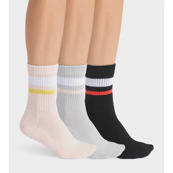 Lot de 3 paires de chaussettes femme en coton Rose Gris EcoDim Sport