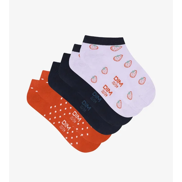 Lot de 3 paires de socquettes enfant Lila à motif fraise Coton Style