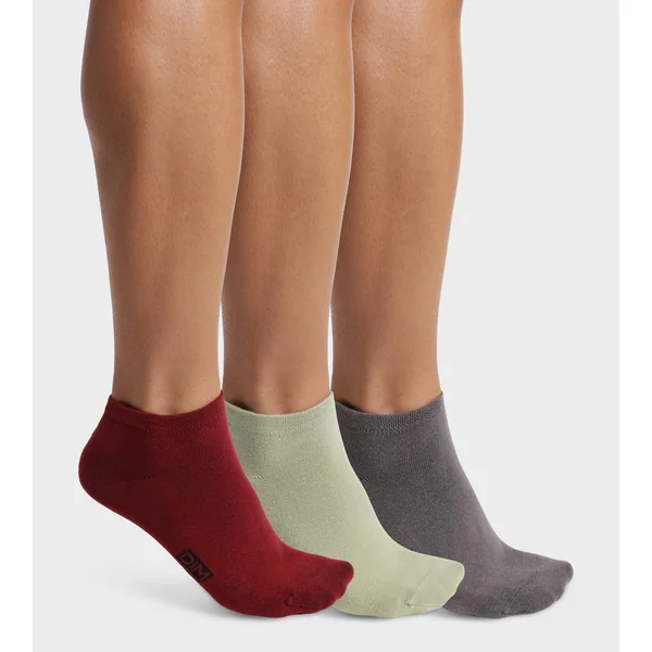 Lot de 3 paires de socquettes homme Gris Rouge Sauge Dim Coton