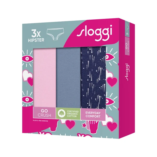 Lot de 3 Shorty Hipster Go Crush Bleu/Rose