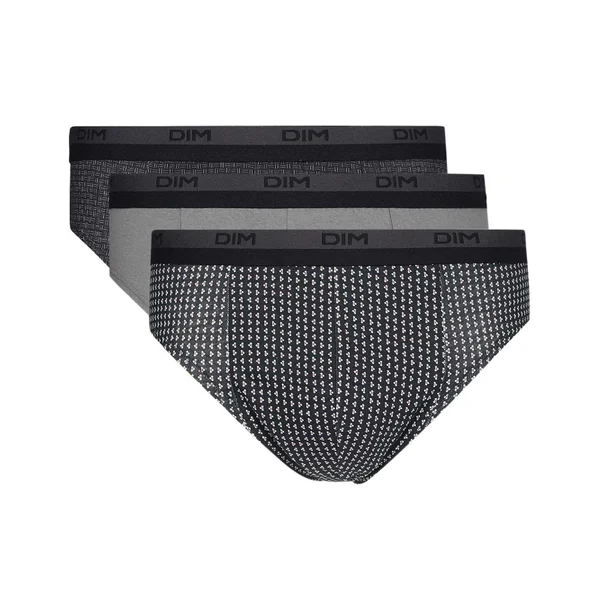 Lot de 3 slip homme en coton avec imprimé cube Gris Dim Coton Print