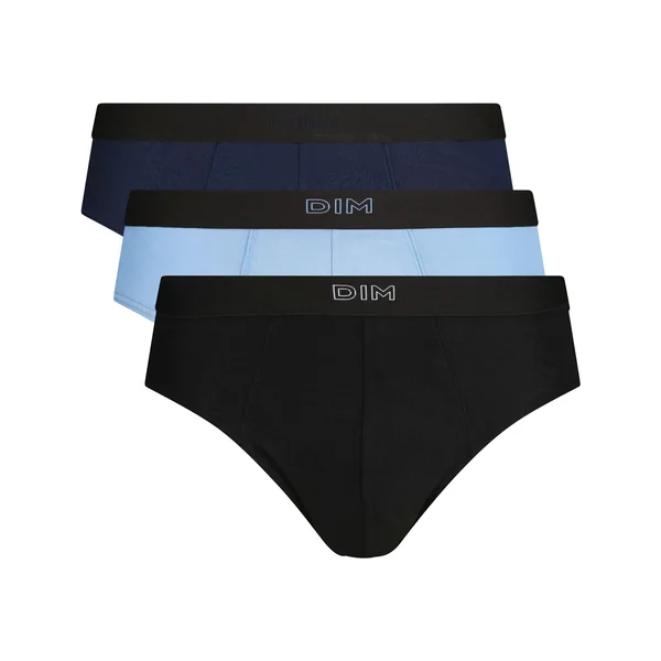 Lot de 3 slips homme en coton Noir Bleu Ultra doux
