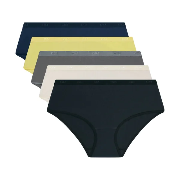 Lot de 5 boxers femme coton stretch Gris Jaune Les Pockets Ecodim