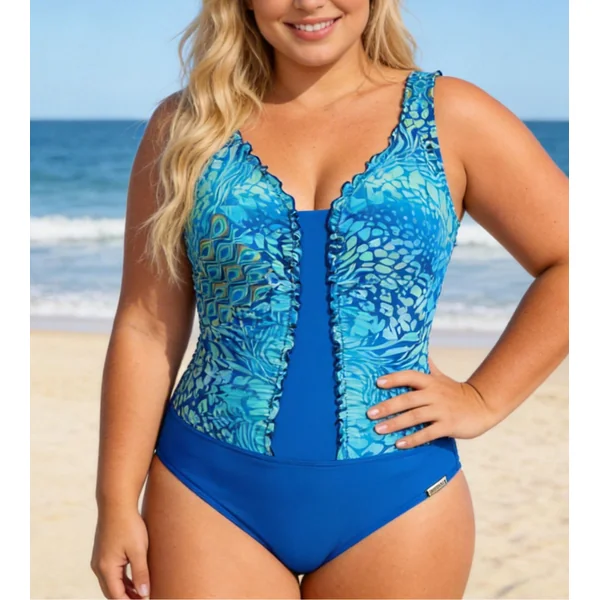 Maillot de bain 1 pièce avec fronce Bleu