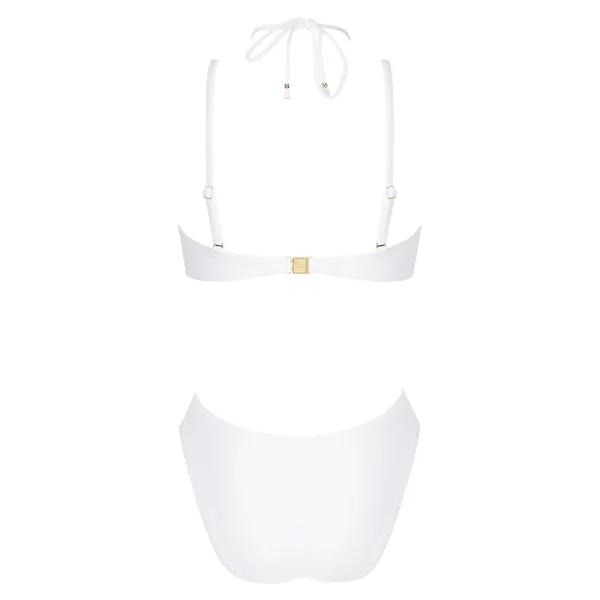 Maillot de bain 1 pièce bandeau FEUILLE D'OR - Or Sur Blanc