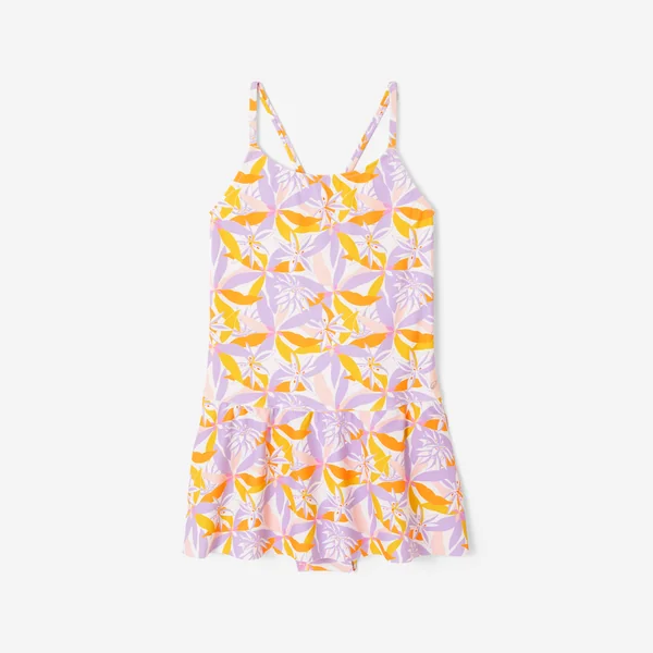 Maillot de bain 1 pièce jupette natation Fille ado, Lila jow violet