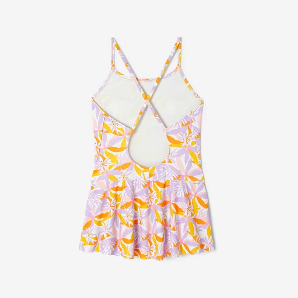 Maillot de bain 1 pièce jupette natation Fille ado, Lila jow violet