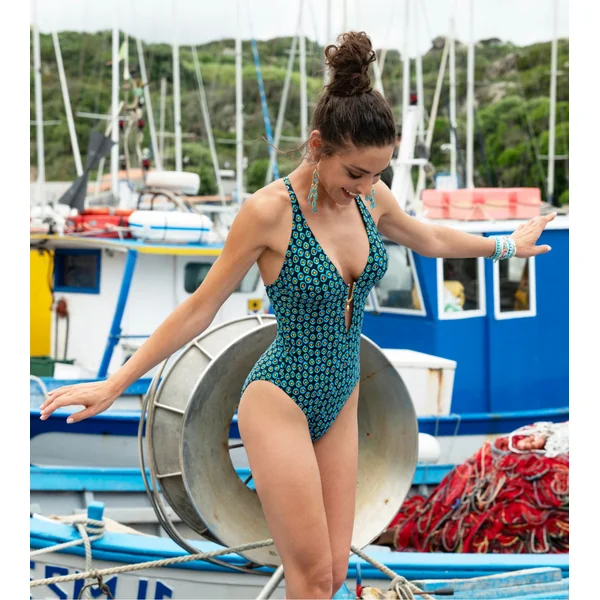 Maillot de bain 1 pièce nageur LA VAGABONDE Pois Soleil