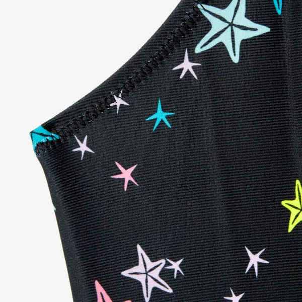 Maillot de bain 1 pièce natation jupette Fille enfant, Lila star noir