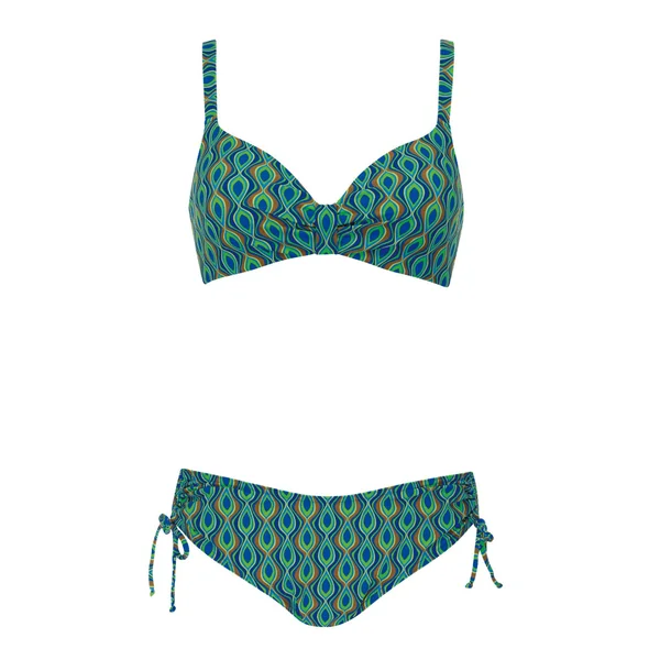 Maillot de bain 2 pièces imprimé Paon Bleu Turquoise