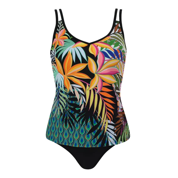 Maillot de bain 2 pièces tankini à bretelles imprimé tropical