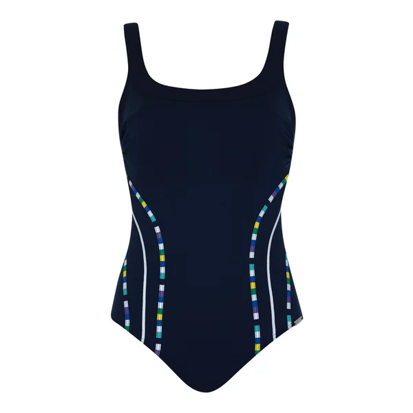 Maillot de bain bleu une pièce pour prothèses avec bretelles réglables