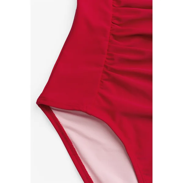 Maillot de bain une pièce amincissant rouge ruché