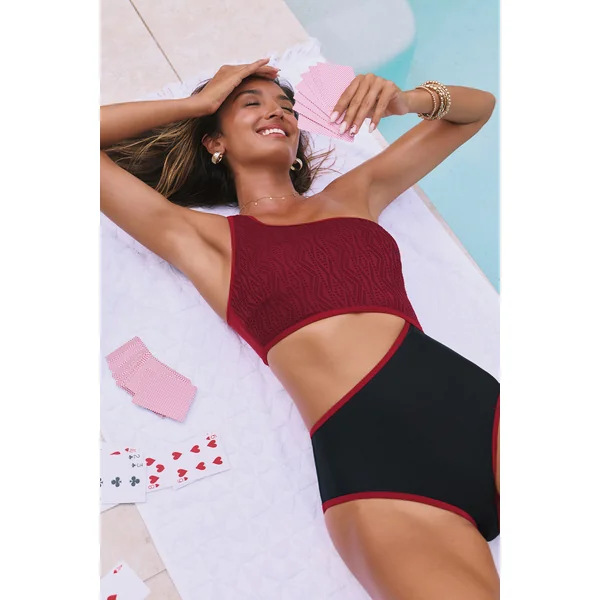 Maillot de bain une pièce bicolore échancré