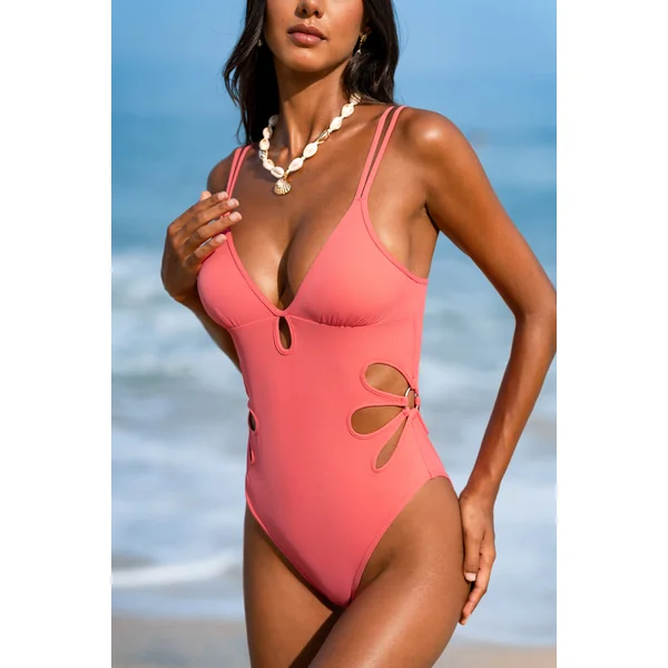 Maillot de bain une pièce corail lumineux