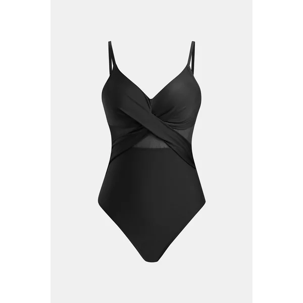 Maillot de bain une pièce en mesh à emballage découpé