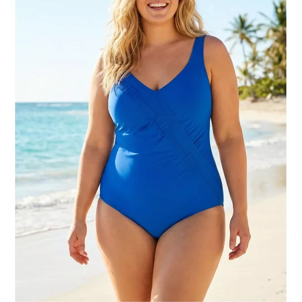 Maillot de bain une pièce froissé Bleu uni