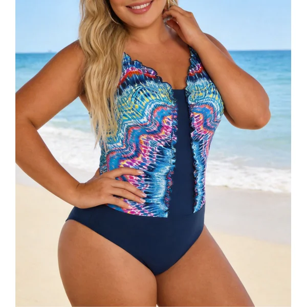 Maillot de bain une pièce froncé Bleu Multicolore
