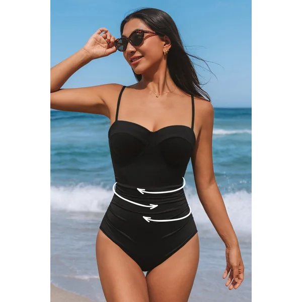Maillot de bain une pièce gainant col cœur rétro