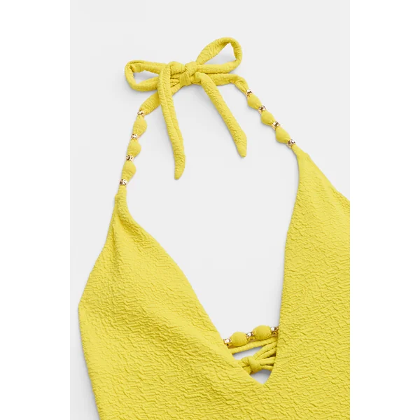 Maillot de bain une pièce jaune bas échancré