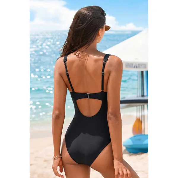 Maillot de bain une pièce noir bas couverture classique
