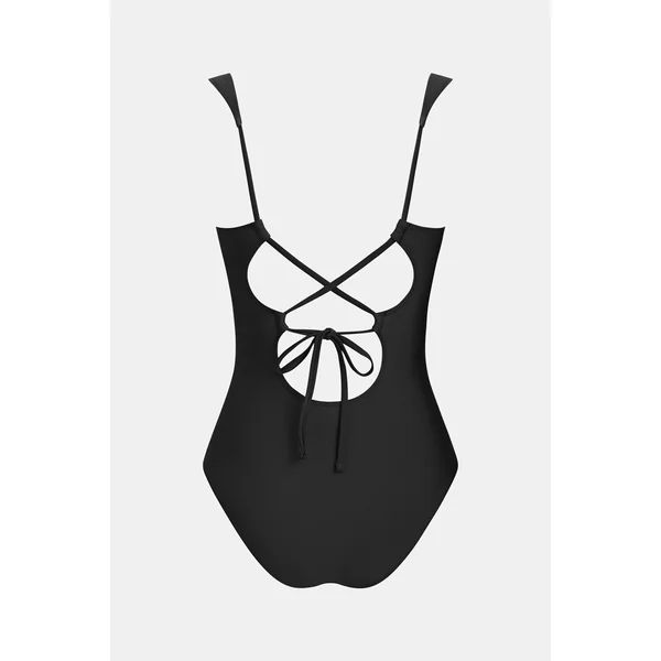 Maillot de bain une pièce noir bas jambe standard ventre plat