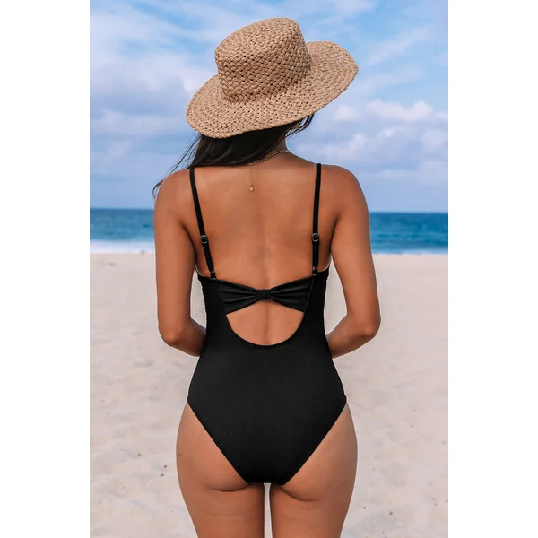 Maillot de bain une pièce noir bas jambe standard