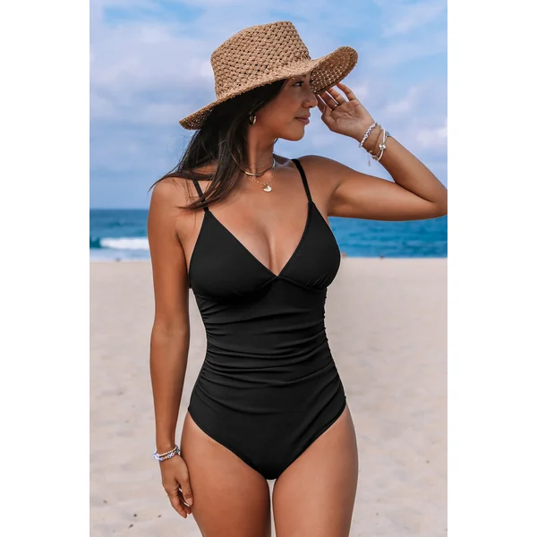 Maillot de bain une pièce noir bas jambe standard