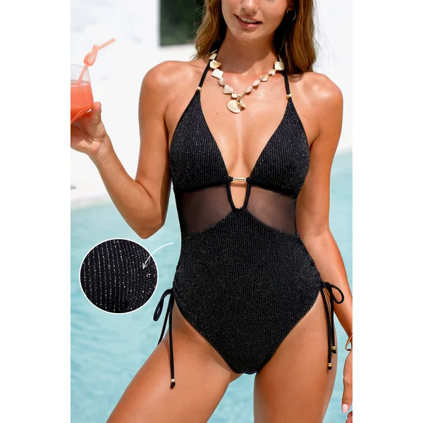 Maillot de bain une pièce noir bas échancré
