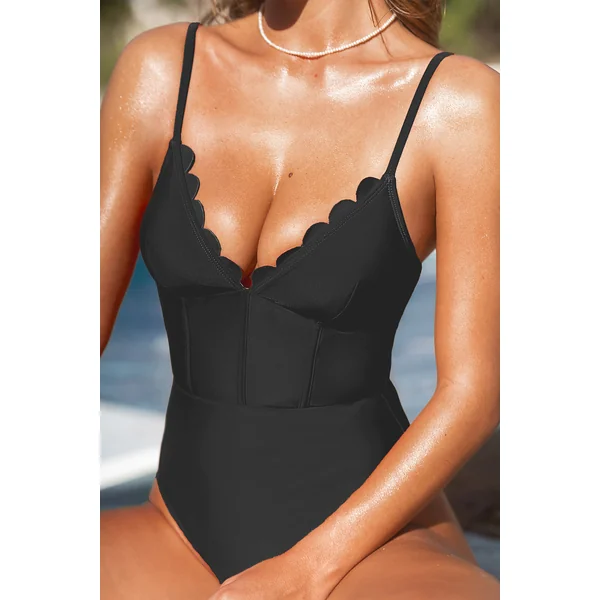 Maillot de bain une pièce noir ventre plat bretelles ajustables