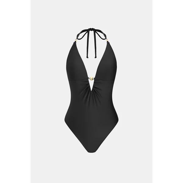 Maillot de bain une pièce noir échancré