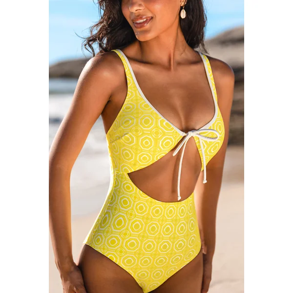 Maillot de bain une pièce orné bas échancré
