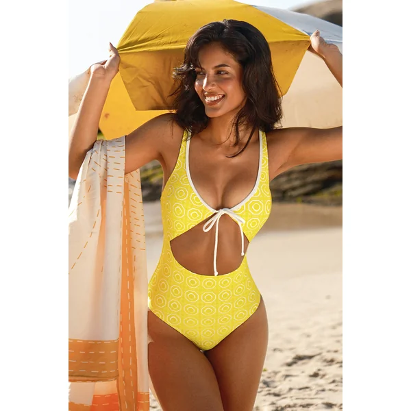 Maillot de bain une pièce orné bas échancré