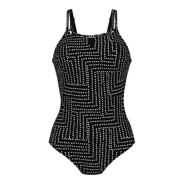 Maillot de bain une pièce post mastectomie noir avec pois blancs