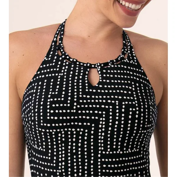 Maillot de bain une pièce post mastectomie noir avec pois blancs