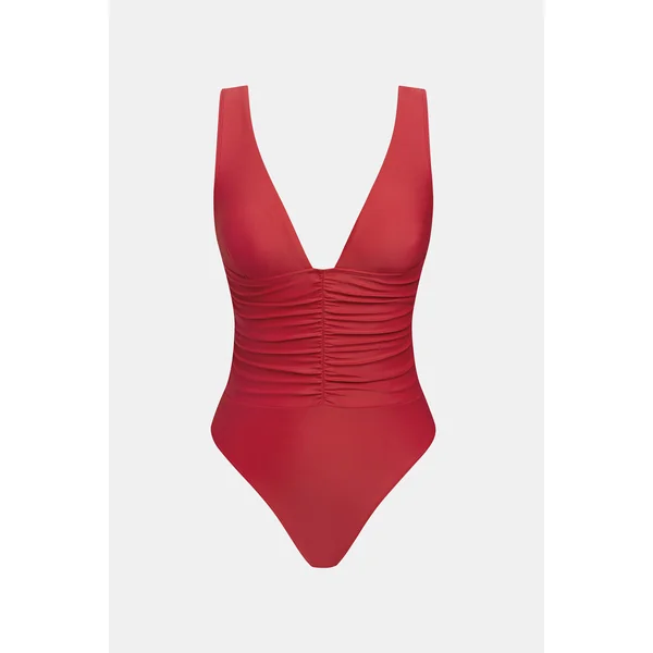 Maillot de bain une pièce rouge et bas extra échancré