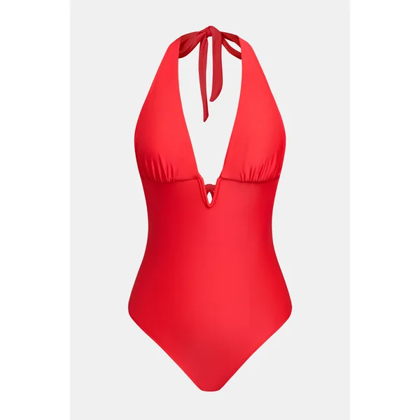 Maillot de bain une pièce rouge tropical