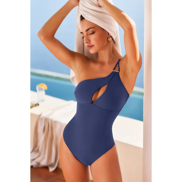 Maillot de bain une pièce ventre plat bleu marine