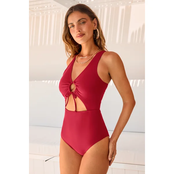 Maillot de bain une pièce ventre plat bretelles au dos