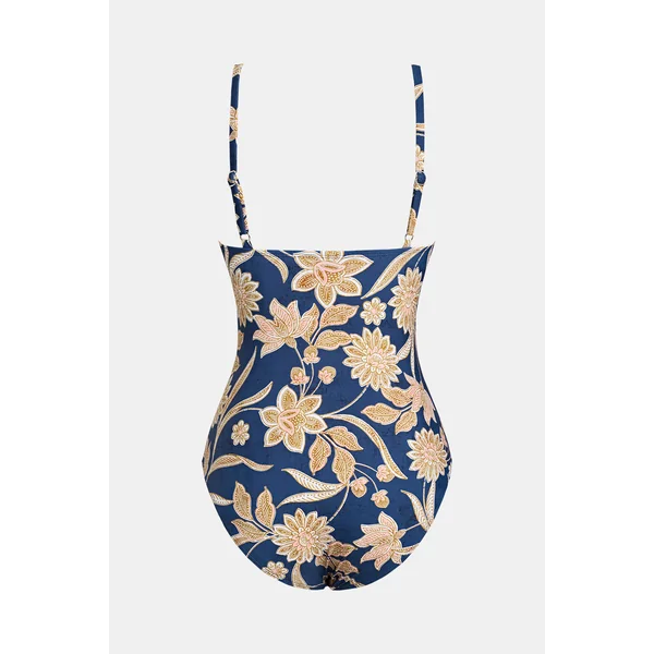 Maillot de bain une pièce ventre plat à col en V et imprimé paisley