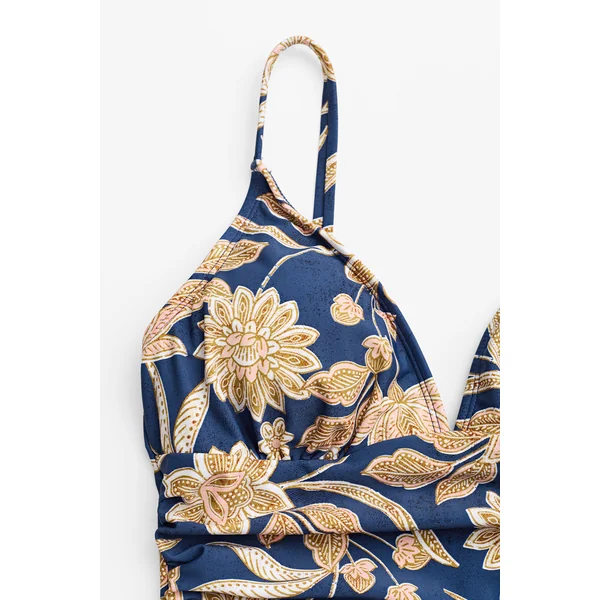 Maillot de bain une pièce ventre plat à col en V et imprimé paisley
