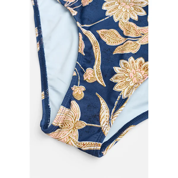 Maillot de bain une pièce ventre plat à col en V et imprimé paisley
