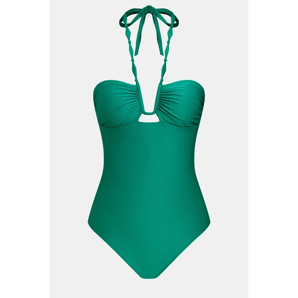 Maillot de bain une pièce vert fil en U
