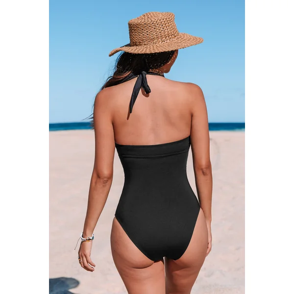 Maillot de bain une pièce à col licou en V sculptant