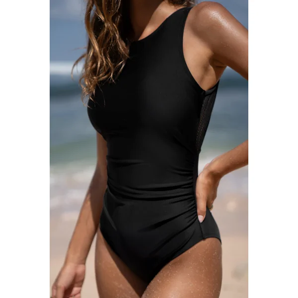Maillot de bain une pièce à dos nu en mesh noir