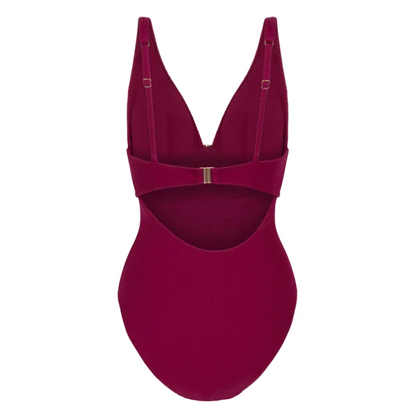 Maillot de bain à anneau froissé - Rouge