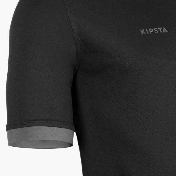 Maillot manches courtes de rugby Homme - R100 noir gris