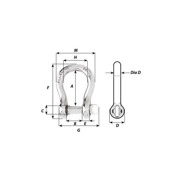 Manille Lyre à axe imperdable diam 4mm