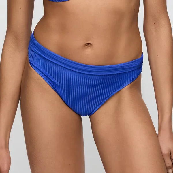 Marie Jo Swim - Culotte de bikini taille haute pliable Bleu Électrique Large Emly