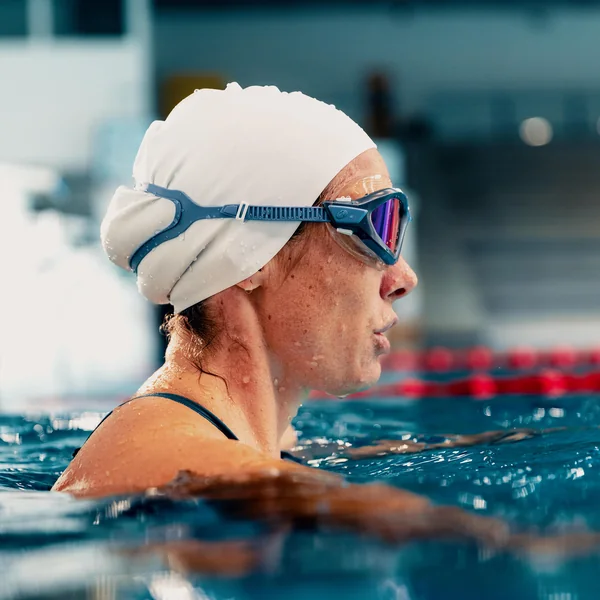 Masque de Piscine - Active - verres miroirs - petite taille - bleu blanc